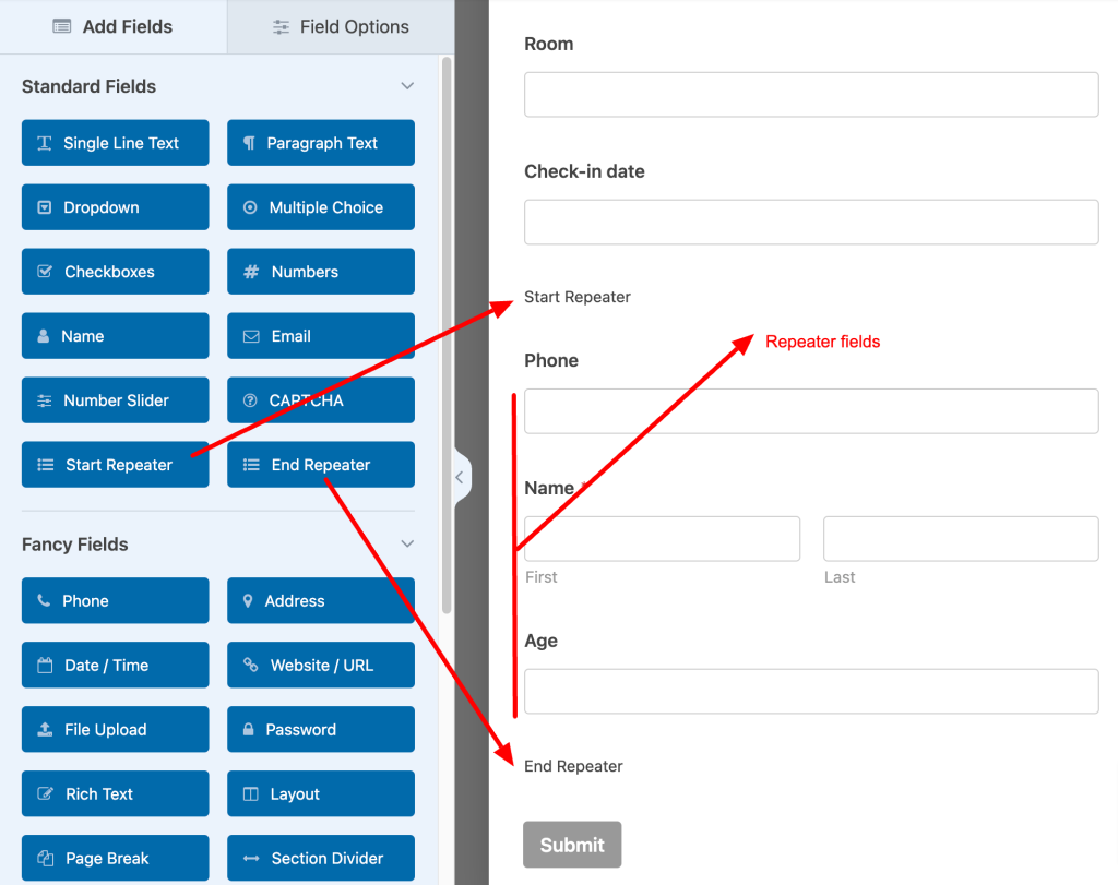 Document WPFoms Repeater Fields Yee Add Ons