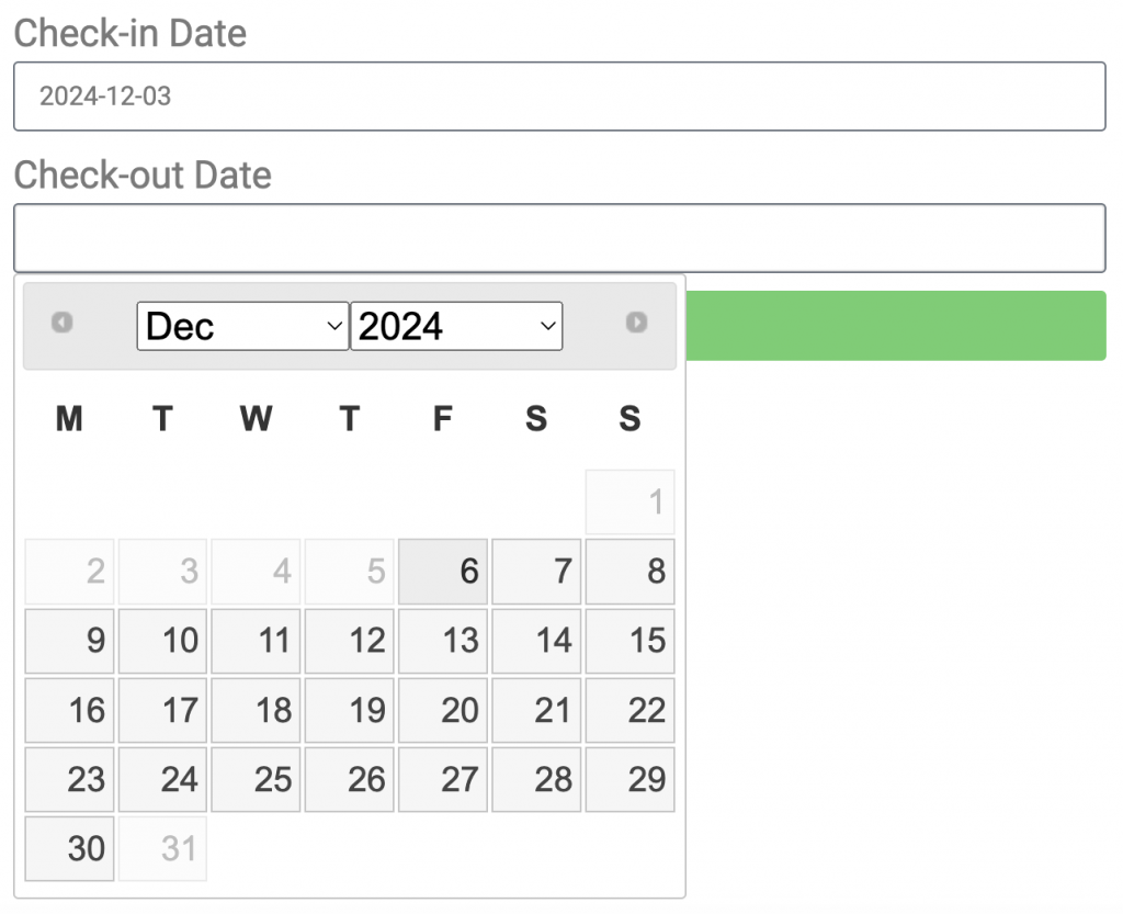 Elementor form - Min/Max number of dependent days