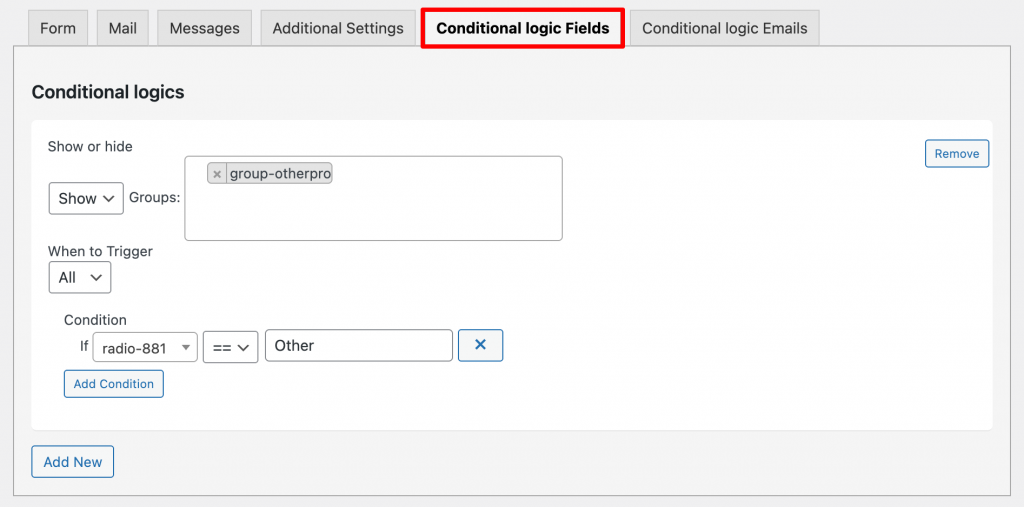 Showing a field only when the user selects a specific option.