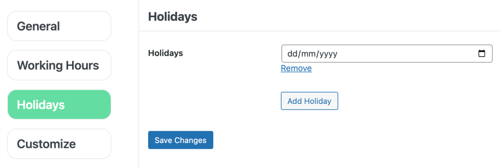 At holidays category: You can also use these options to set days off 