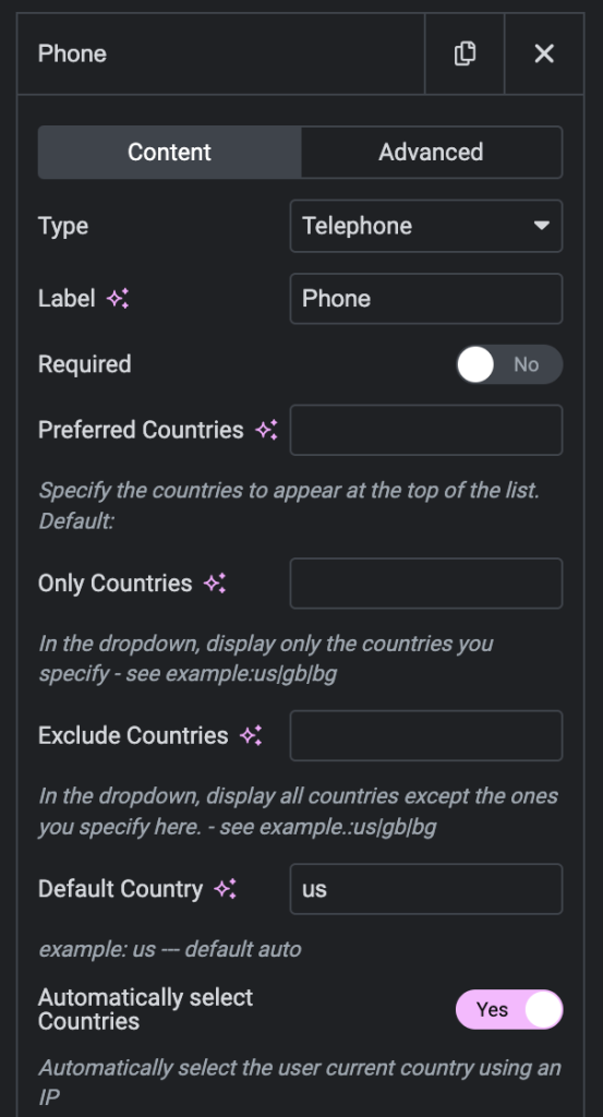 Enable Automatically Select Countries