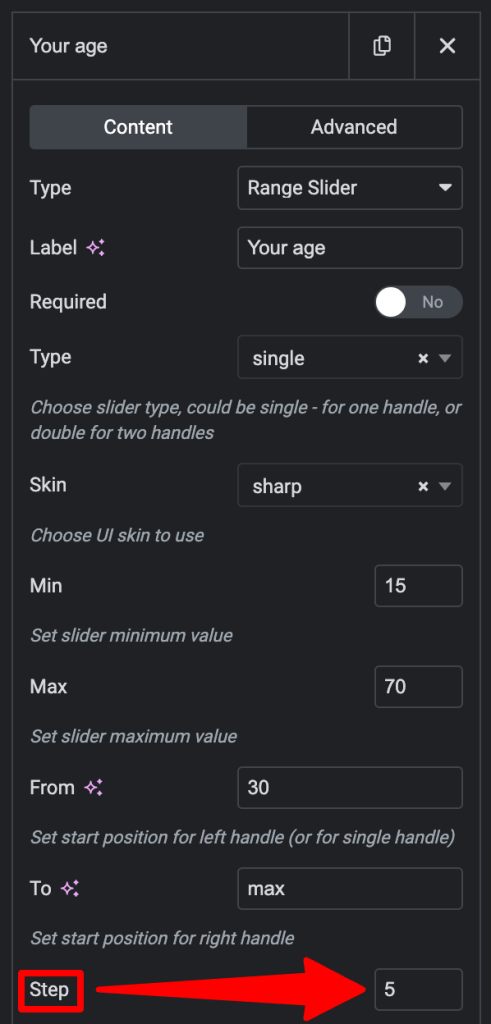 Set Slider Step: T