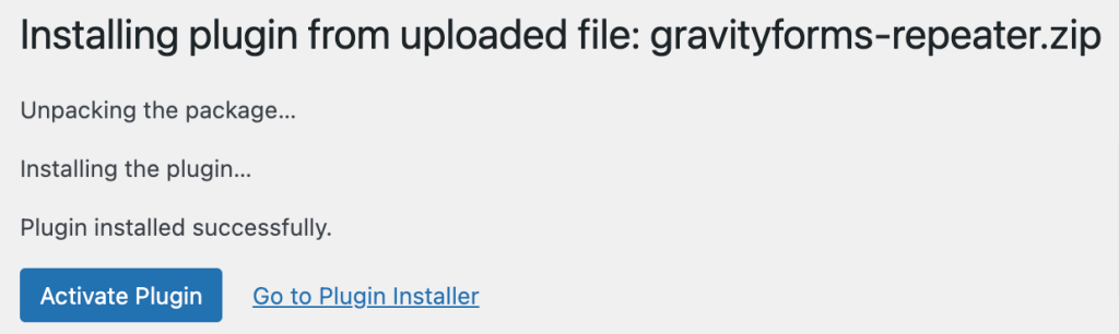 activate gravity repeater plugin