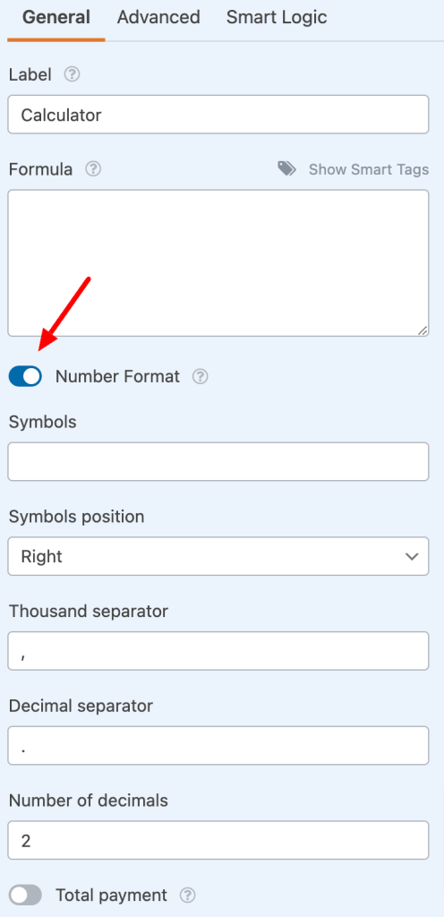 number format wpforms
