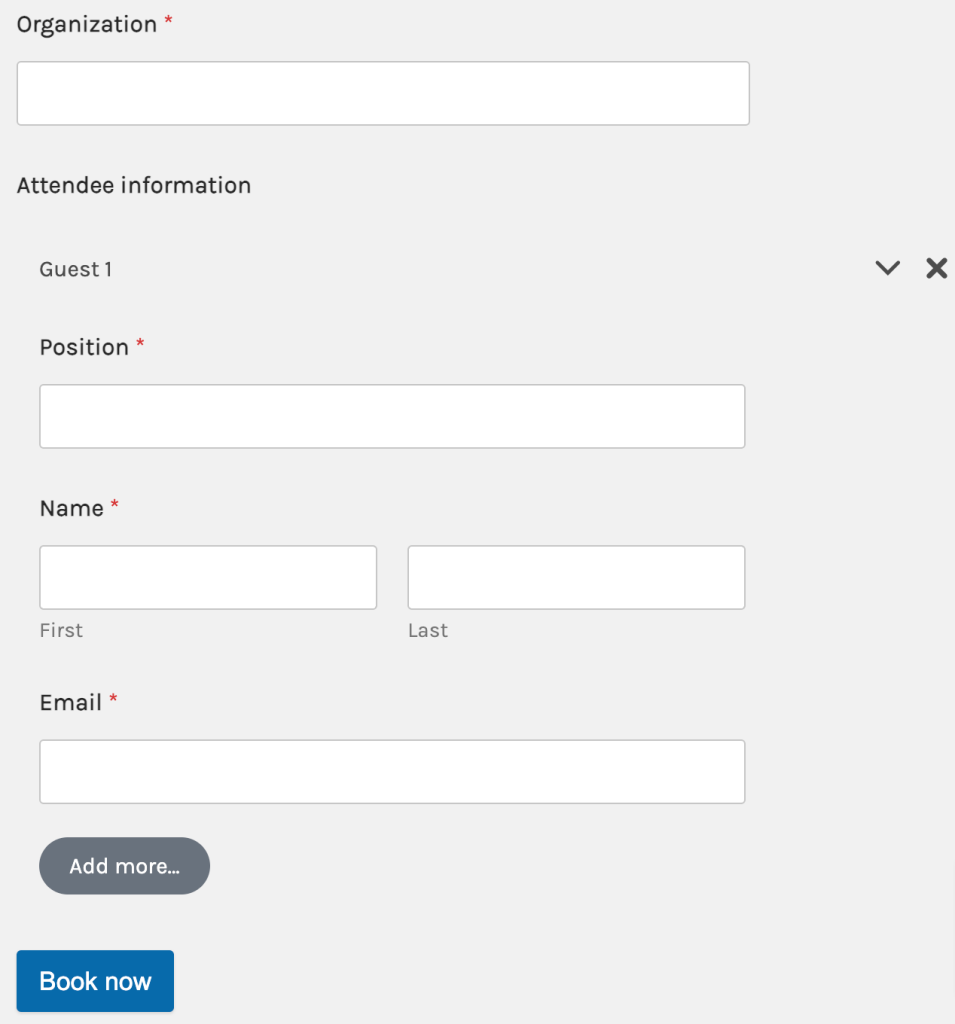 Attendee Information repeater fields 