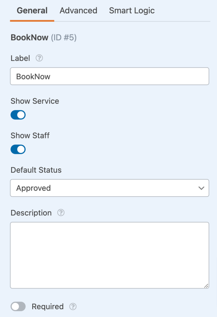  BookNow from Field Option: you can change the label, show/hide service or staff.