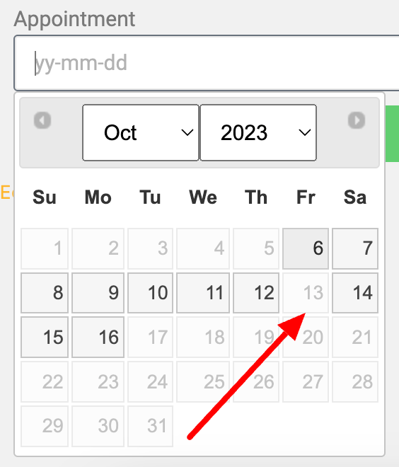 restrict date