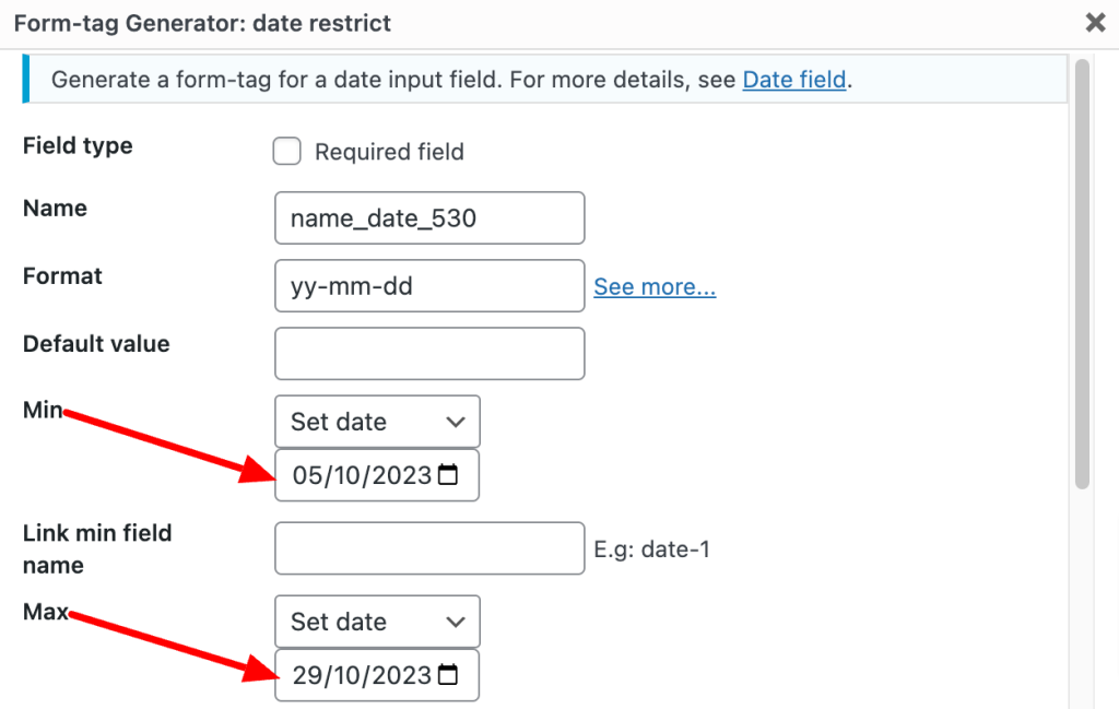 How to set specified range days?