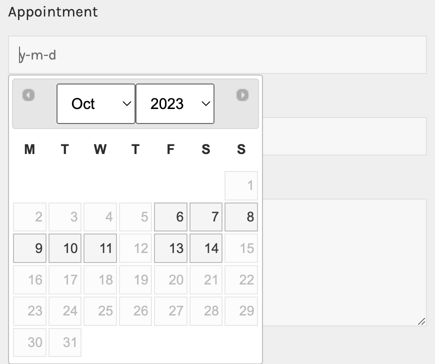 restrict date preview