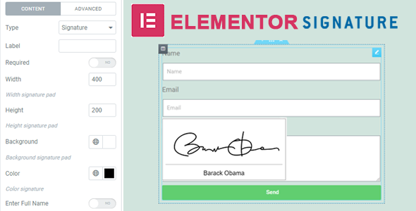 Signature field for Elementor Forms Pro
