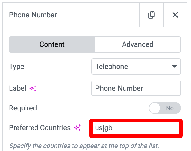 How to set a preferred countries list?