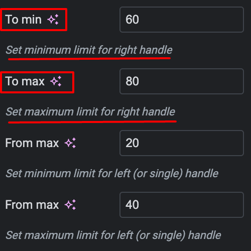 How to set handle control for range slider?