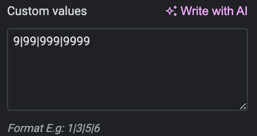 custom value for range slider