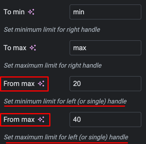 How to set handle control for range slider?