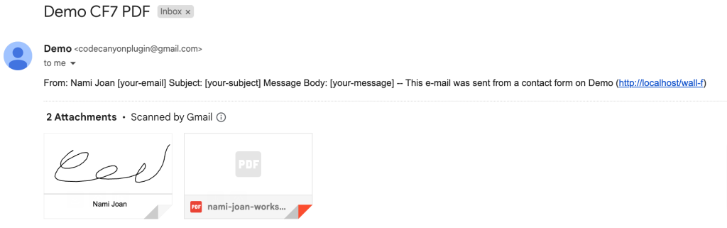Export Contact Form 7 entries into a PDF