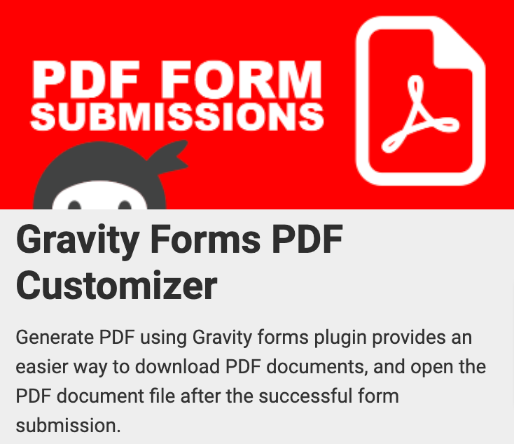 Gravity Forms PDF builder plugin