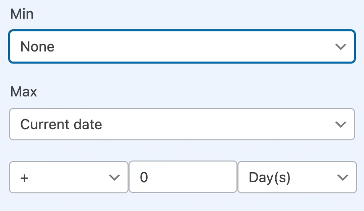 set date for wpform restrict date