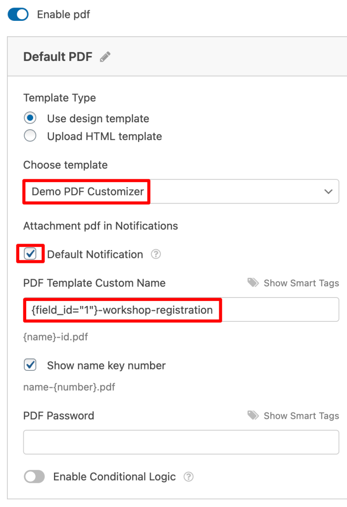 Custom PDF notifications