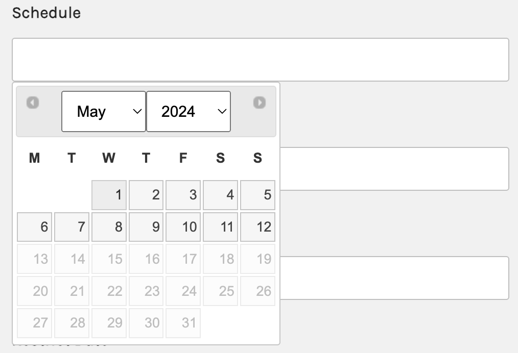 set specified range days