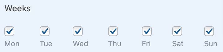 Days of week setting for restrict date