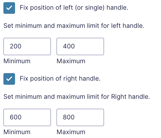 How to set handle control for gravity range slider
