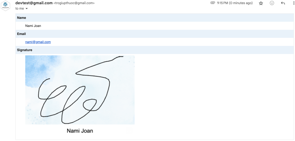 email notification of digital signature for gravity forms