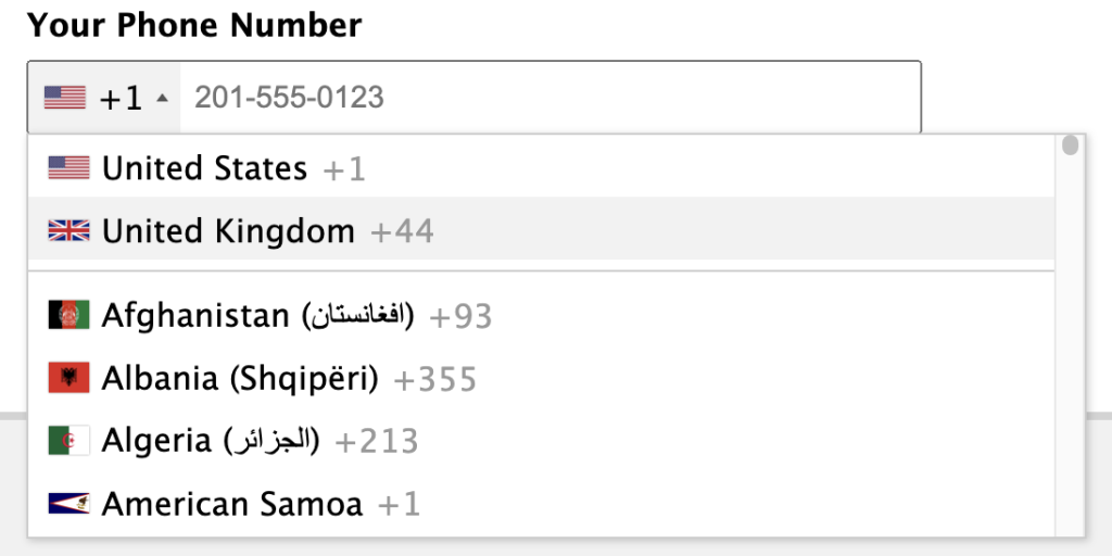 set preferred countries for gravity forms