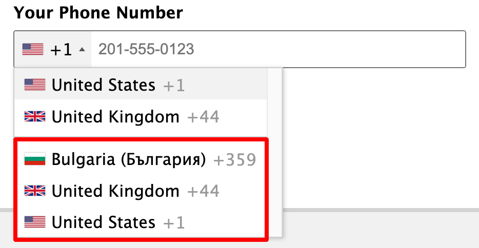 set only the selected countries list for gravity form