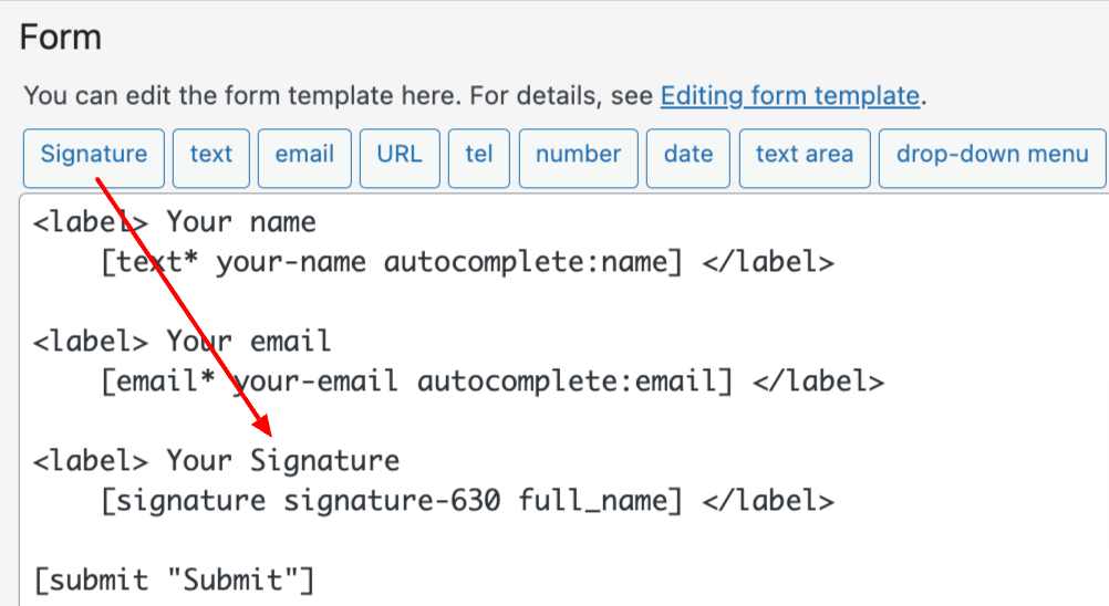 add signature for contact form 7