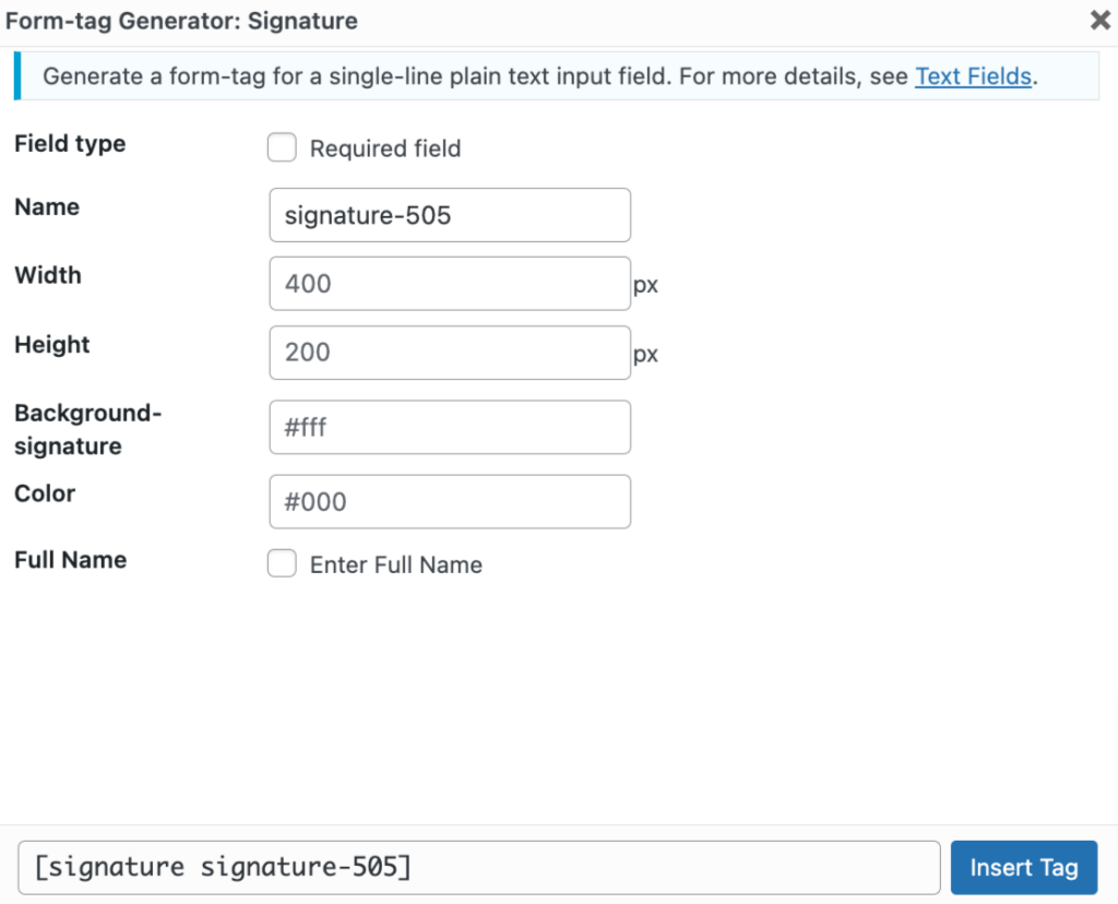 signature settings for contact form 7