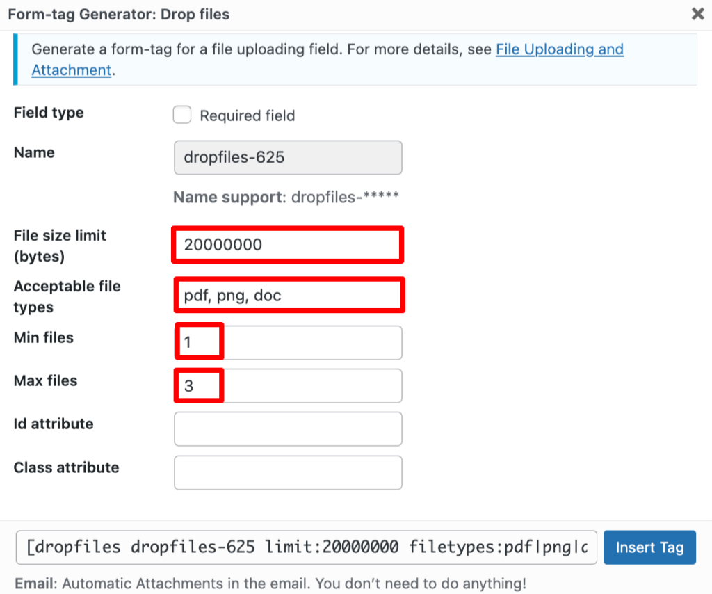 Set File Upload Options for contact form 7