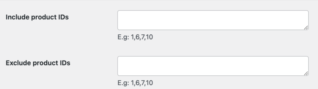 Include/ Exclude product IDs