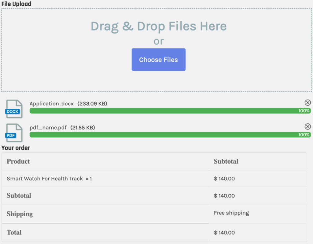 WooCommerce Drag and Drop Multiple Files Upload on Checkout Page