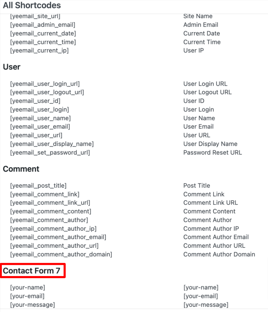 Utilize shortcodes to insert dynamic data from the form