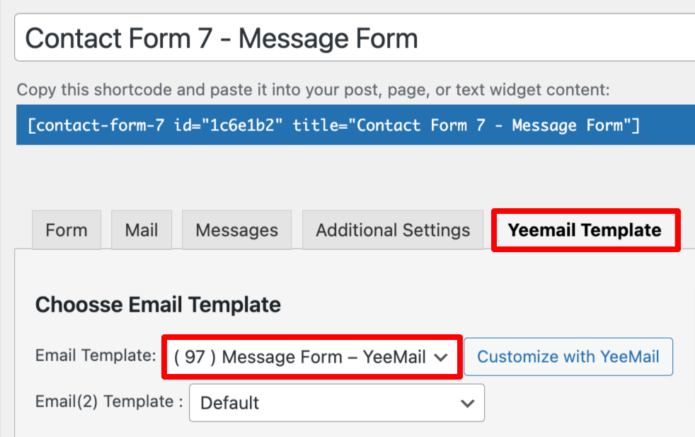 Integrate Email Template with Contact Form 7