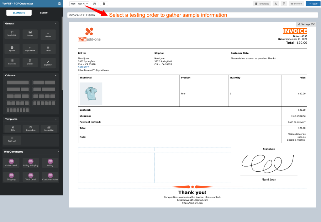 Design your Woocommerce PDF Invoice Template