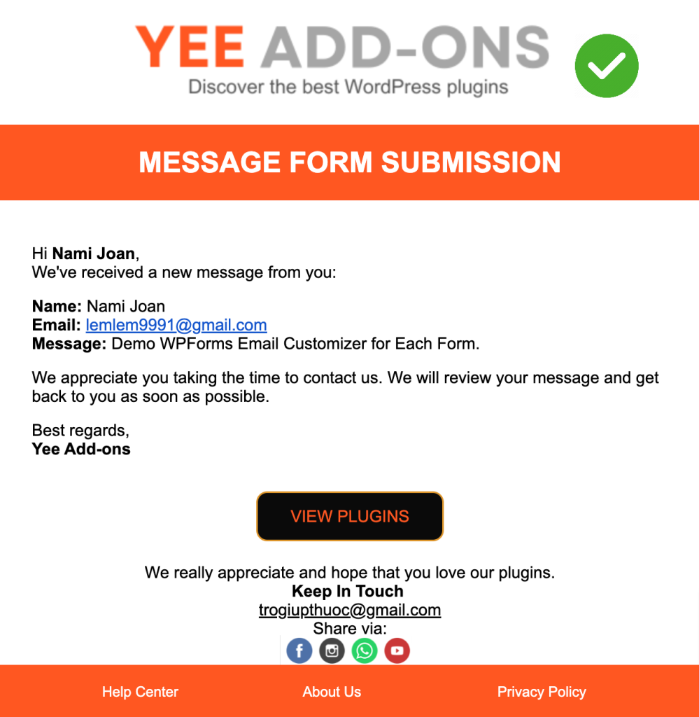 design email template for wpforms