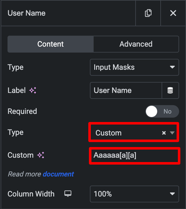 Adding Optional Characters to Your  elementor form Input Masks