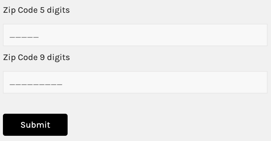 zip code input mask fields