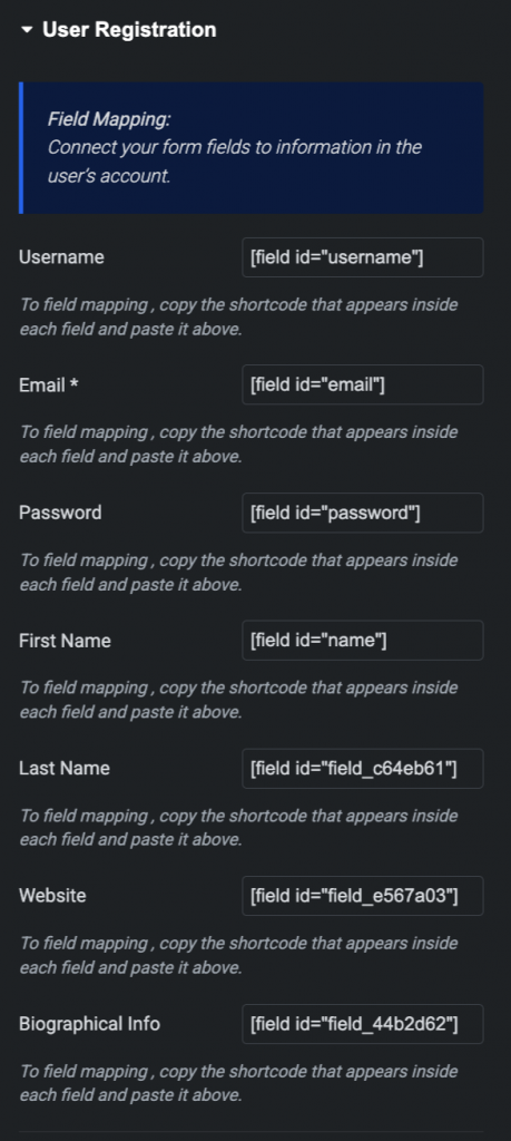 Mapping User Profile Fields