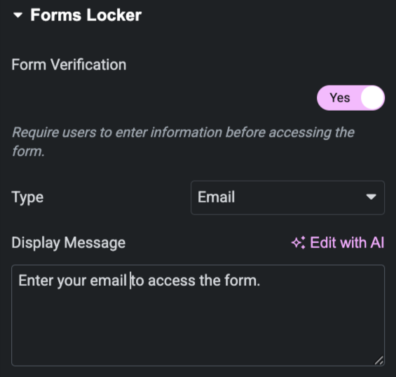 email verification for elementor form locker