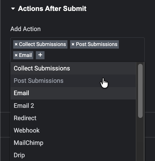 add a new action Post Submission.