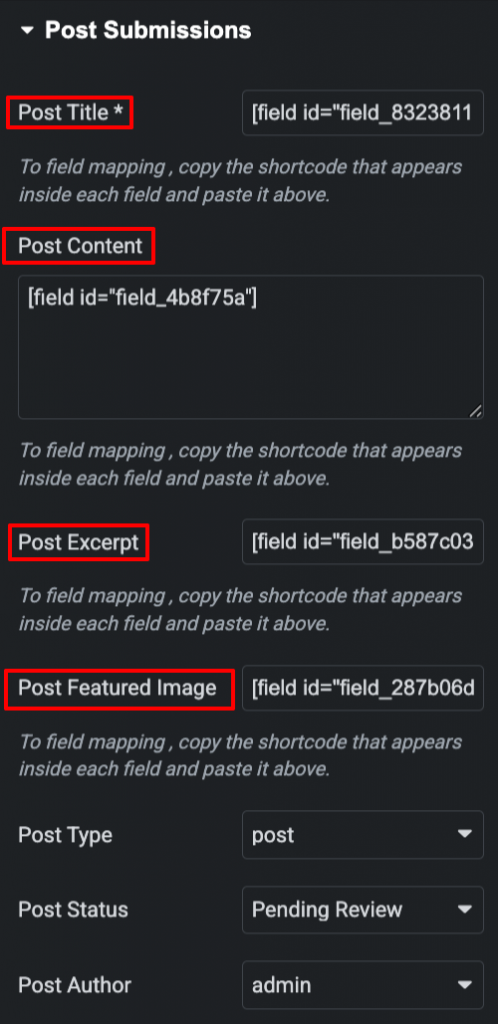 Mapping Form Fields to WordPress Posts