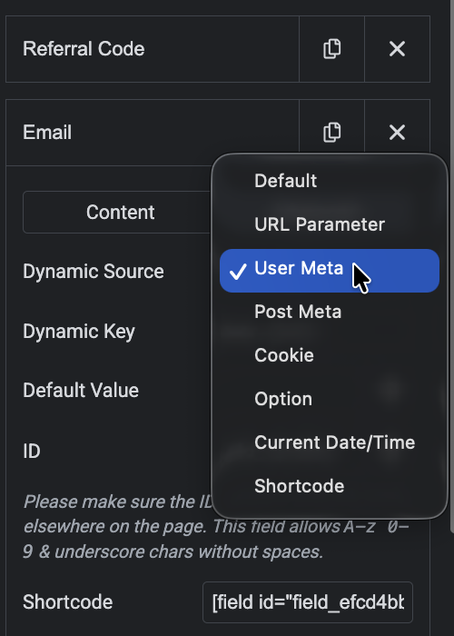 Add Dynamic Field to elementor form