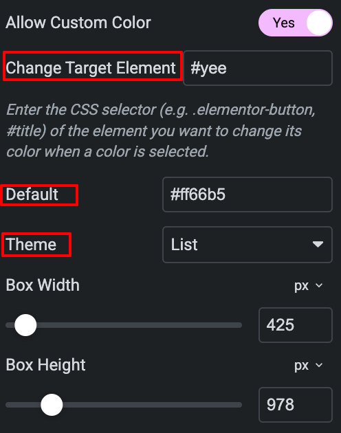 Configure a Color Picker Field for elementor form