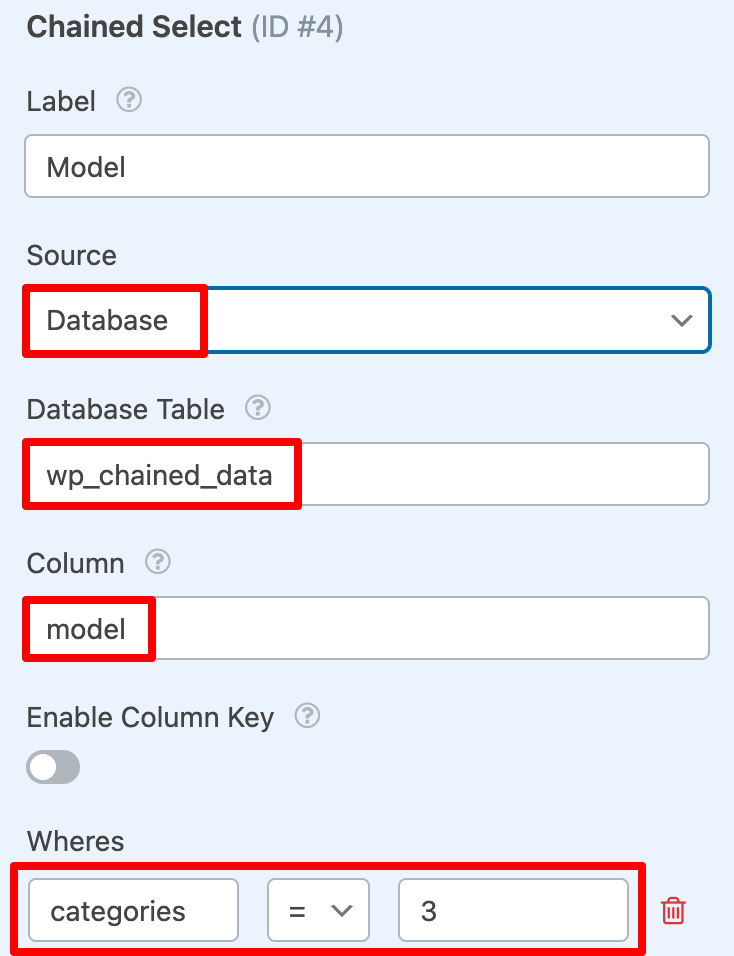 Chained Select Using a Database Table