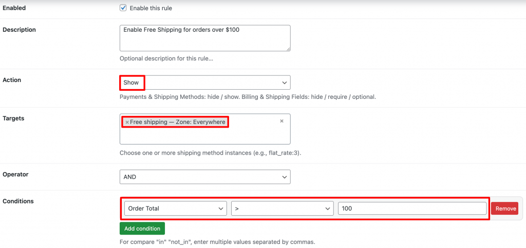  Conditional Shipping  at woocommerce checkout page