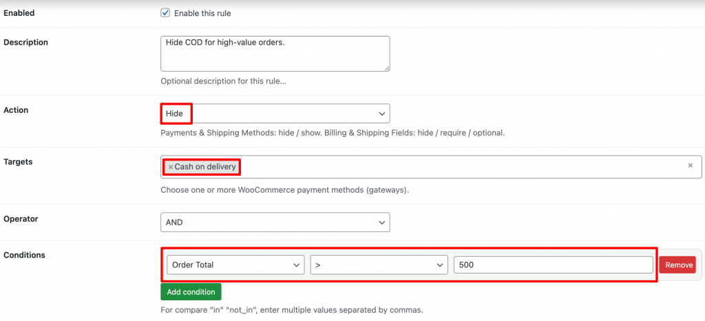 Conditional Payments at woocommerce checkout page