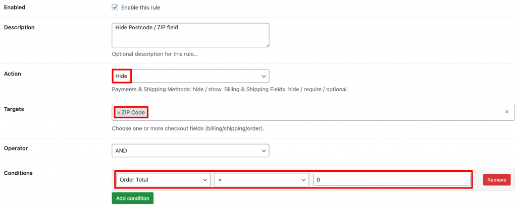 Conditional Billing, Shipping, Note Fields allows you to apply conditional logic to checkout fields