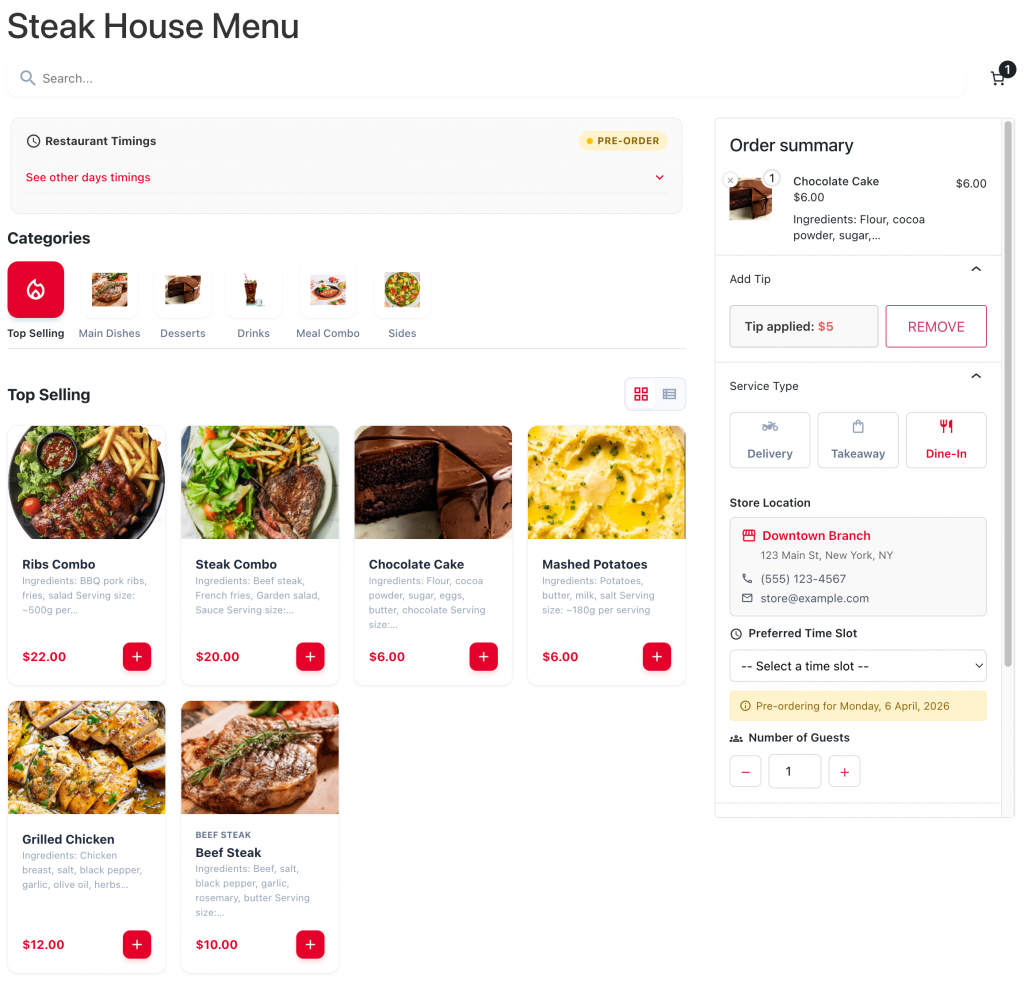 YeeMenu – Restaurant Menu for WooCommerce 